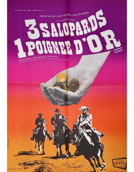 3 salopards, 1 poignée d'or - 60x80 cm - pliée