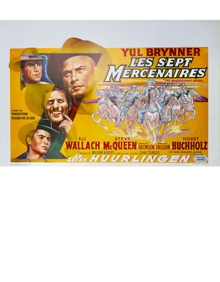 Les 7 Mercenaires — affiche originale belge 55x35 cm...