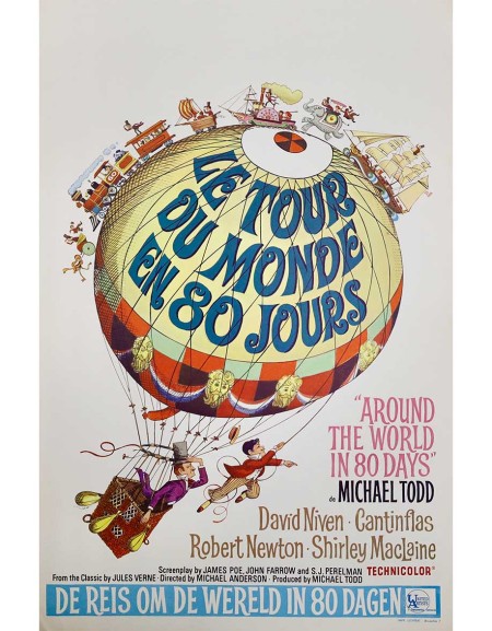Le Tour du monde en 80 jours — affiche originale belge...