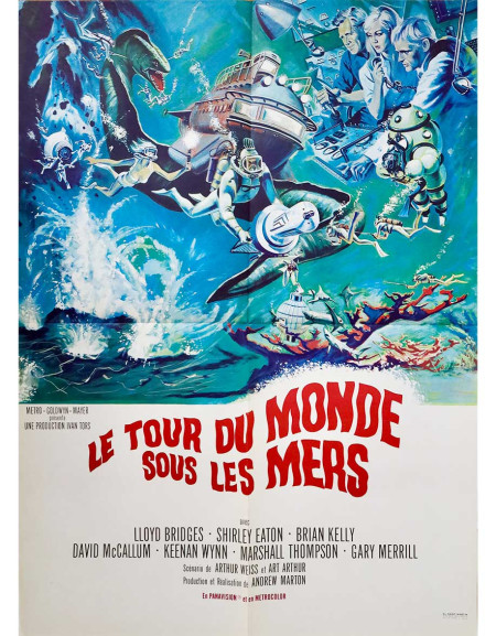 Le tour du monde sous les mers - 60x80 cm - pliée