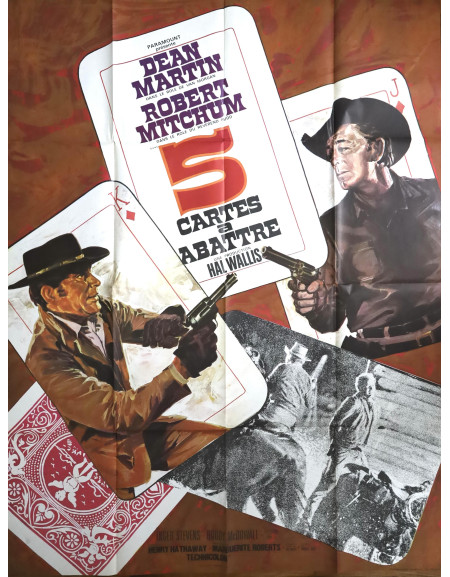 5 cartes à abattre — affiche originale française 120x160...