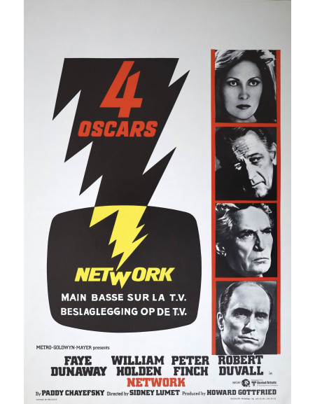 Network, main basse sur la TV — affiche originale belge...
